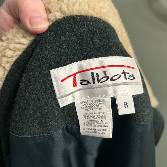 Vintage Talbots beautiful wool shearling coat green unique zip up - Picture 4 of 8